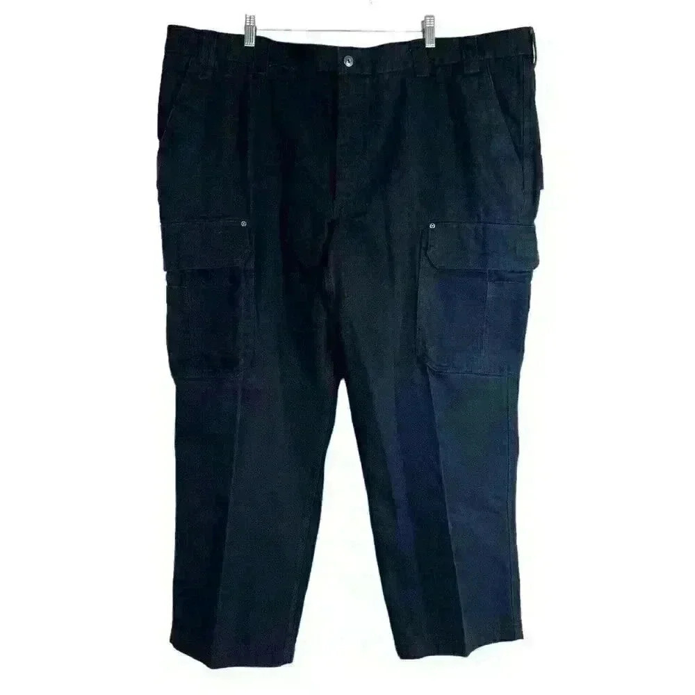 Duluth Trading Mens Jeans 47X29 Black‎ Relaxed Fit Denim Cargo Carpenter